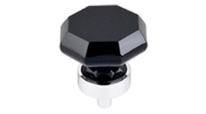 Top Knobs Black Octagon Crystal 1 3/8" Diameter Round Knob, Polished Chrome - TK137PC