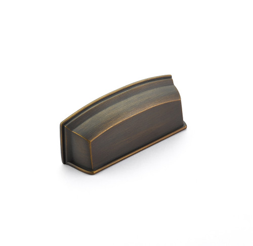 Schaub Menlo Park Door Cup Pull 3-1/2" cc - Ancient Bronze - 534-ABZ