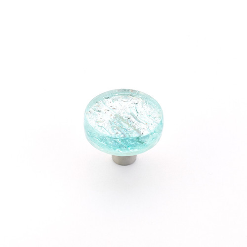 Schaub 31-PAQ Ice Round Glass Door Knob 1-1/2" Diam - Aqua Pearl
