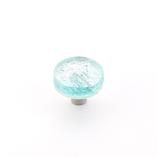 Schaub Ice Round Glass Door Knob 1-1/2" Diam - Aqua Pearl - 31-PAQ