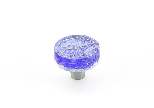 Schaub Ice Round Glass Door Knob 1-1/2" Diam - Blue Pearl - 31-PBL