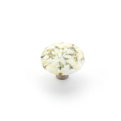 Schaub Ice Round Glass Door Knob 1-1/2" Diam - White Lace Pebbles - 31-WLP