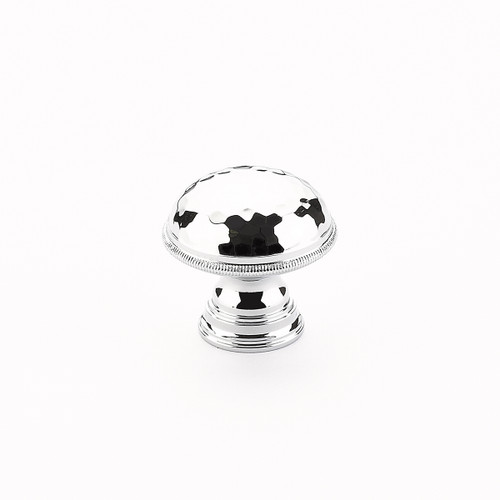Schaub Atherton Solid Brass Door Knob Hammered Knurled Edge 1-1/4" Diam - Polished Chrome - 571-26