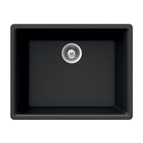 Hamat SiOStone 23 5/8" x 17 3/4" D Quartztone Undermount Granite Single Bowl Kitchen Sink in Black