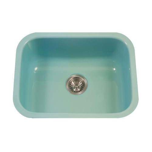 Hamat CeraSteel 22 3/4" x 17 3/8" Undermount Enamel Steel Single Bowl Kitchen Sink in Mint