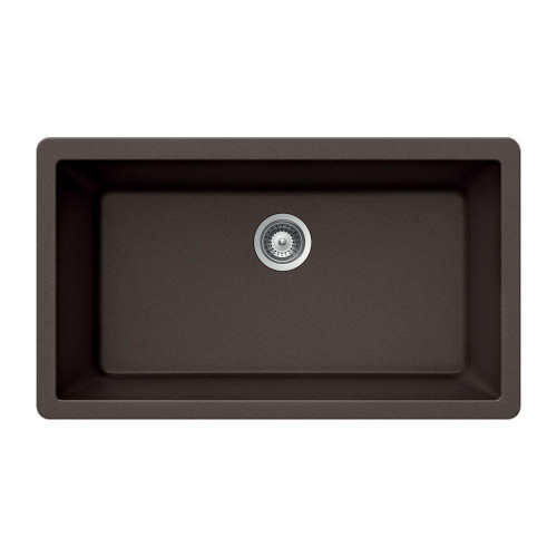 Hamat SiOStone 33" x 18 7/8" Quartztone Undermount Composite Granite Single Bowl Kitchen Sink in Mocha