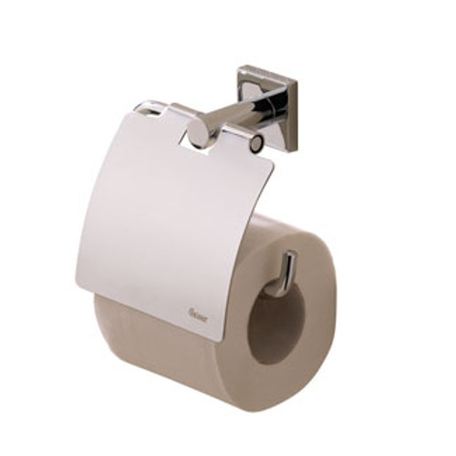 Valsan Braga Square Base Toilet Paper Roll Holder with Lid - Polished Nickel