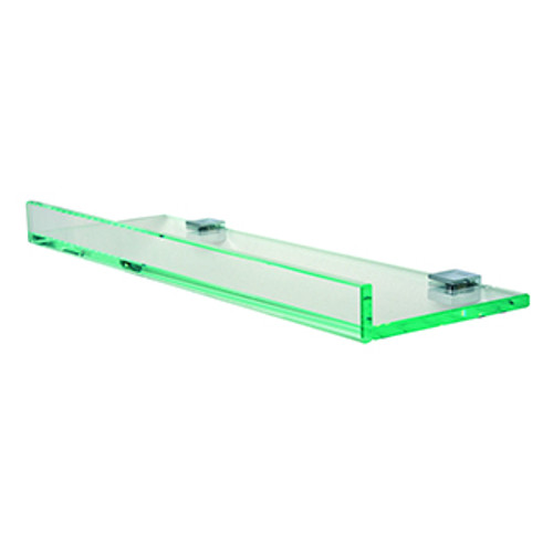 Valsan Pombo PTR126060CR Tetris R Glass Shelf with Front Lip and Square Backplate 19 3/4" X 4 7/8" - Chrome