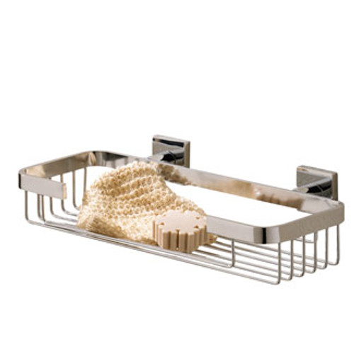 Valsan Braga Square Base Wal Mount Medium Soap & Sponge Basket - Polished Nickel