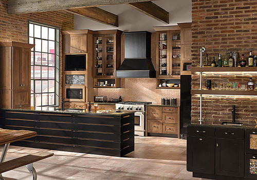 Kraftmaid Kitchen Cabinets - Square Raised Panel - Solid (TWSA) Rustic Alder in Husk