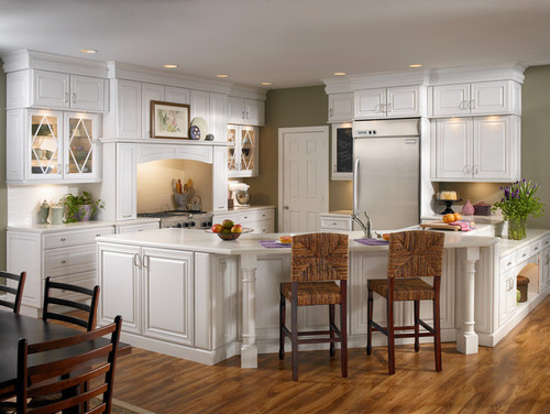 Kraftmaid Kitchen Cabinets - Square Raised Panel - Solid (BLM) Maple in Dove White