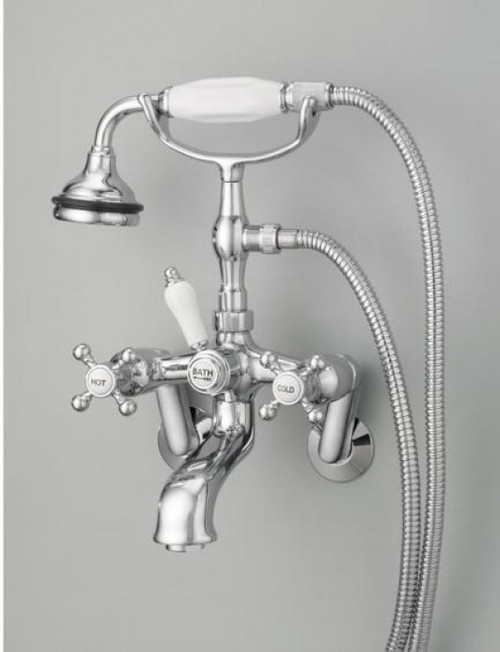Cheviot Tub Filler Faucet With Hand Shower & Cross Handles - Antique Bronze - 5100-AB