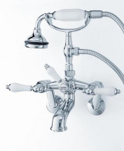 Cheviot Tub Filler Faucet With Hand Shower with Porcelain Lever Handles - Chrome - 5100-CH-LEV