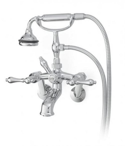 Cheviot Cross Handle Tub Filler Faucet with Diverter With Hand Shower - Chrome - 5115-CH-LEV