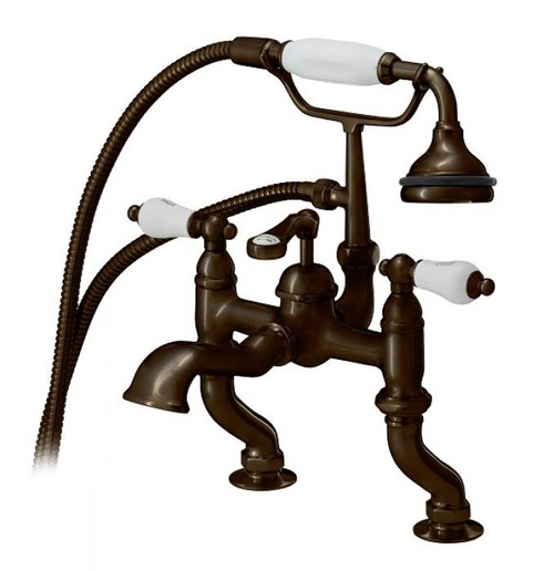 Cheviot 6012-AB Adjustable Pillar Two Handle Deck Mount Tub Filler Faucet with Handshower  - Antique Bronze