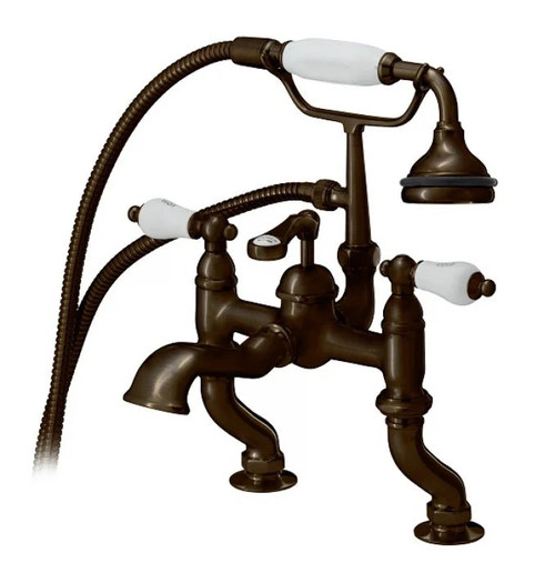 Cheviot Adjustable Pillar Two Handle Deck Mount Tub Filler Faucet with Handshower - Chrome - 6012-CH
