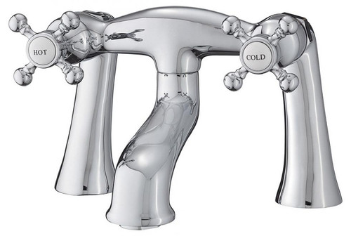 Cheviot Two Handle Rim Mount Tub Filler Faucet with Cross Handles - Chrome - 5140-CH