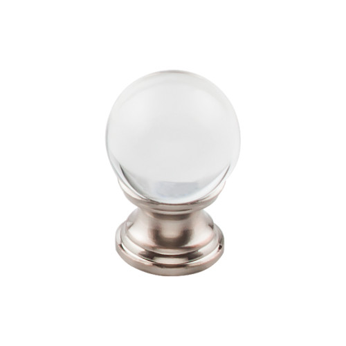 Top Knobs  TK840BSN Serene Clarity Clear Glass Round Door Knob 1" - Brushed Satin Nickel Base