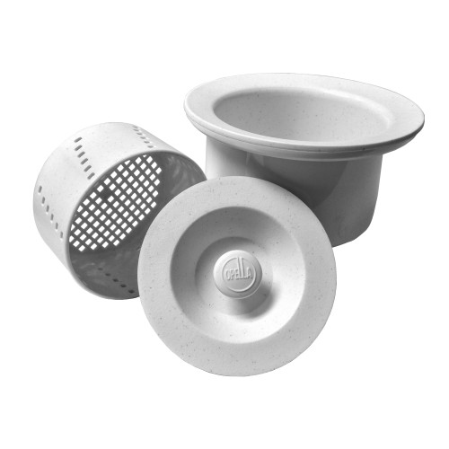 Opella 90077 Deep 3 1/2" Basket Strainer with Water Tight Lid - Frost White
