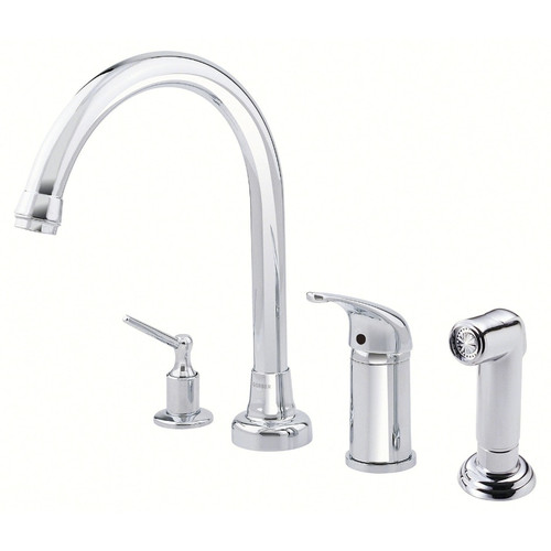 Gerber Melrose Single Handle High Rise Kitchen Faucet with Side Spray & Soap Dispenser - Chrome - D409112