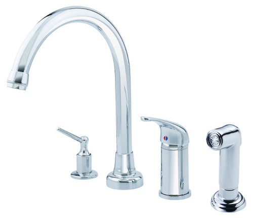 Gerber D409112 Melrose Single Handle High Rise Kitchen Faucet with Side Spray & Soap Dispenser - Chrome