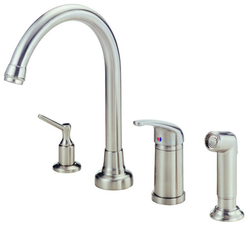 Danze D409112SS Melrose Single Handle High Rise Kitchen Faucet with Side Spray & Soap Dispenser - Stainless Steel