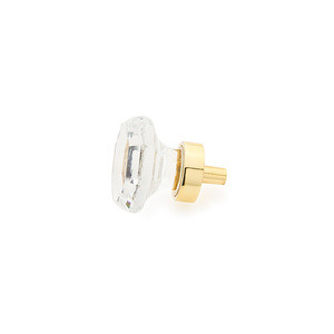 Schaub Fire Round Crystal Clear Door Knob 1-1/8" diam - Polished Brass - 71-C-03