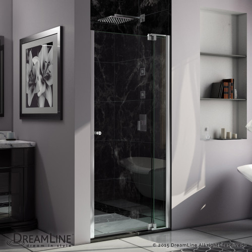 DreamLine  SHDR-4235728-01 Allure 35 to 36 in. Frameless Pivot Shower Door, Clear Glass Door in Chrome Finish