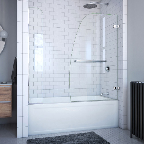 DreamLine  SHDR-3534586-EX-01 Aqua Uno 56 to 60 in. W x 58 in. H Hinged Tub Door, Chrome Hardware