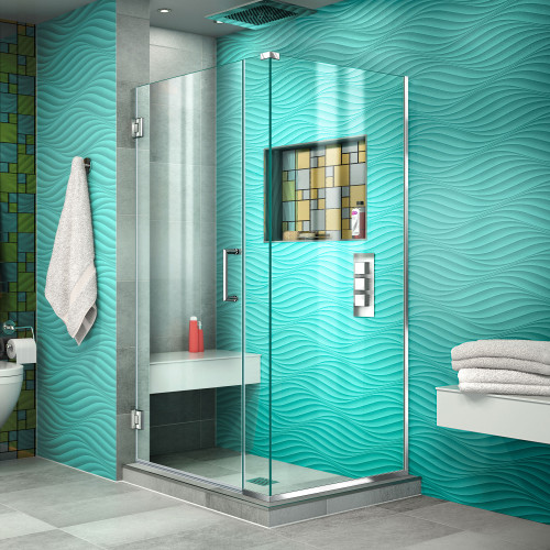 DreamLine  SHEN-24335300-01 Unidoor Plus 33-1/2 in. W x 30-3/8 in. D x 72 in. H Hinged Shower Enclosure, Chrome Hardware