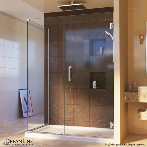 DreamLine  SHEN-24495340-01 Unidoor Plus 49-1/2 in. W x 34-3/8 in. D x 72 in. H Hinged Shower Enclosure, Chrome Hardware