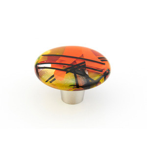 Schaub Ice Round Door Knob 1-1/2" diam - Confetti/Orange - 31-COO