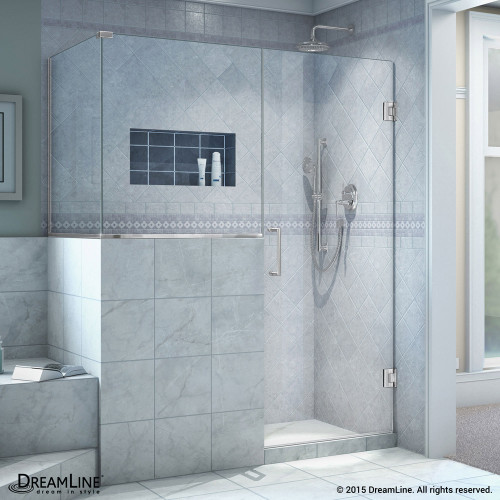 DreamLine  SHEN-2423243630-01 Unidoor Plus 47 in. W x 30.375 in. D x 72 in. H Hinged Shower Enclosure in Chrome Finish