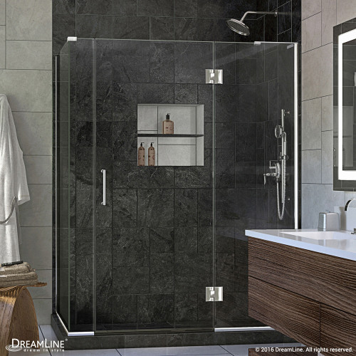 DreamLine  E3300634R-01 Unidoor-X 60 in. W x 34.375 in. D x 72 in. H Hinged Shower Enclosure in Chrome Finish; Right-wall Bracket