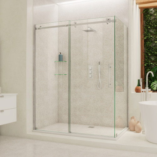 DreamLine  SHEN-6434600-07 Enigma Air 60-3/8 in. W x 34-3/4 in. D Frameless Shower Enclosure in Brushed Stainless Steel