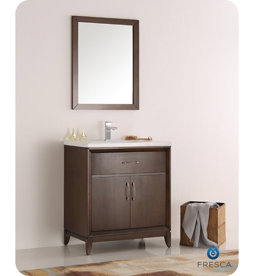 Fresca FVN2130AC Cambridge 30" Antique Coffee Traditional Bathroom Vanity w/ Mirror