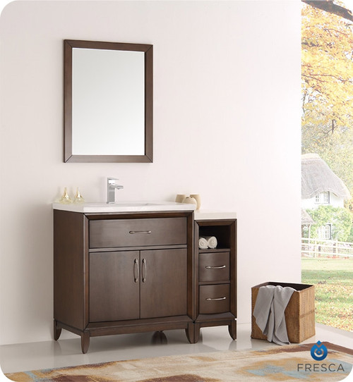 Fresca FVN21-3012AC Cambridge 42" Antique Coffee Traditional Bathroom Vanity w/ Mirror