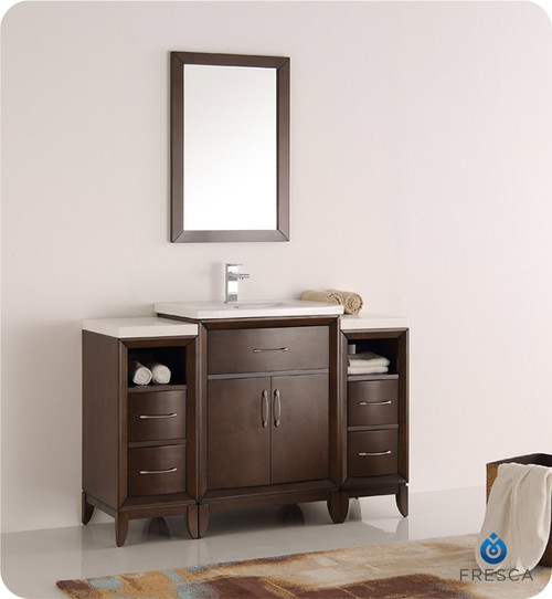 Fresca FVN21-122412AC Cambridge 48" Antique Coffee Traditional Bathroom Vanity w/ Mirror