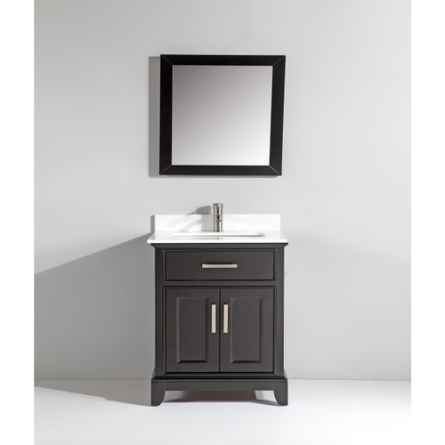 Vanity Art VA1030E 30 Inch Vanity Cabinet with Engineered Marble Vanity Top & Mirror - Espresso