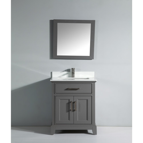 Vanity Art VA1030G 30 Inch Vanity Cabinet with Engineered Marble Vanity Top & Mirror - Grey