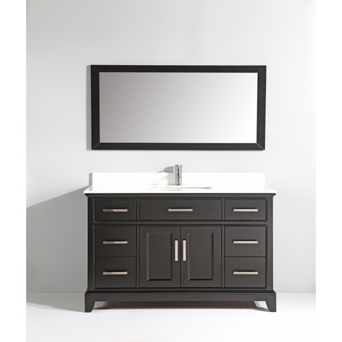 Vanity Art VA1060E 60 Inch Single Sink Vanity Cabinet with Engineered Marble Vanity Top & Mirror - Espresso