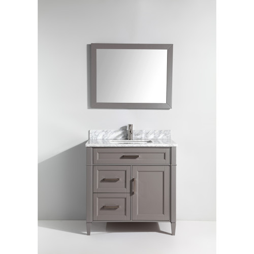 Vanity Art VA2036G 36 Inch Vanity Cabinet with Carrara Marble Sink & Mirror - Grey