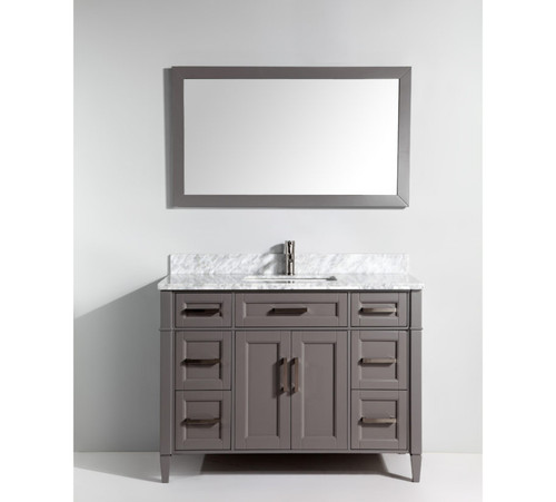 Vanity Art VA2048G 48 Inch Vanity Cabinet with Carrara Marble Sink & Mirror - Grey