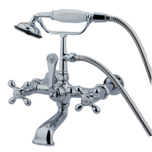 Kingston Brass Wall Mount Clawfoot Tub Filler Faucet with Hand Shower - Polished Chrome CC548T1
