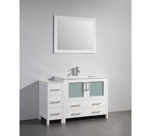 Vanity Art VA3036-48W 48 Inch Vanity Cabinet with Ceramic Sink & Mirror - White