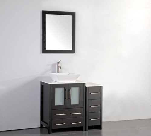 Vanity Art VA3124-36E 36 Inch Vanity Cabinet with Ceramic Vessel Sink & Mirror - Espresso