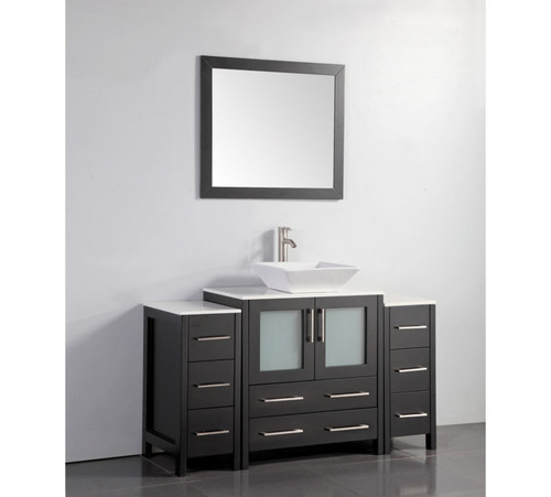 Vanity Art VA3130-54E 54 Inch Vanity Cabinet with Ceramic Sink & Mirror - Espresso