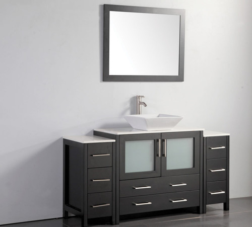 Vanity Art VA3136-60E 60 Inch Vanity Cabinet with Ceramic Sink & Mirror - Espresso