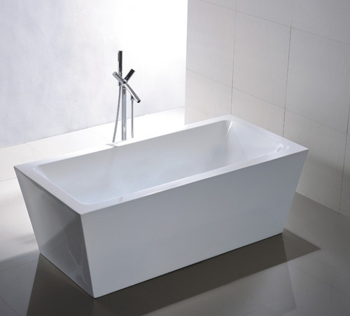 Vanity Art VA6814-S-PC 59" x 30" Freestanding Acrylic Soaking Bathtub - White/Polished Chrome Trim