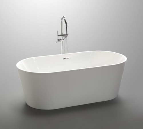 Vanity Art 67.5" Freestanding Acrylic Soaking Bathtub - White/Polished Chrome Trim - VA6815-L-PC